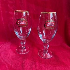 Stella Artois Beer Glass Set Goldf Rim 33cl Belgium